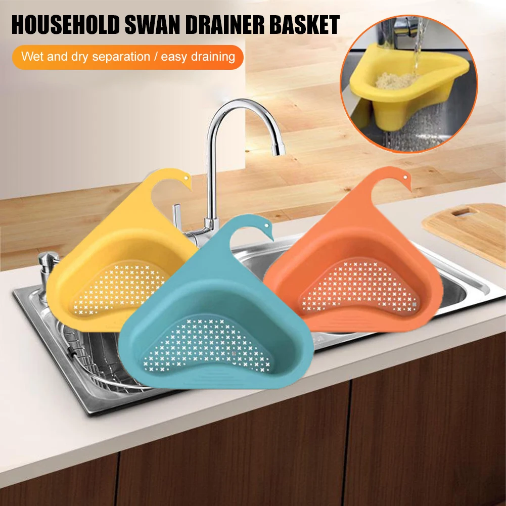 2023Multi-Kitchen-Sink-Drain-Basket-Durable-Swan-Shaped-Hanging-Sink-Strainer-Fruit-and-Vegetable-Drain-Rack